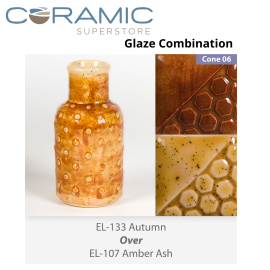 Autumn EL133 over Amber Ash EL107 Glaze Combination